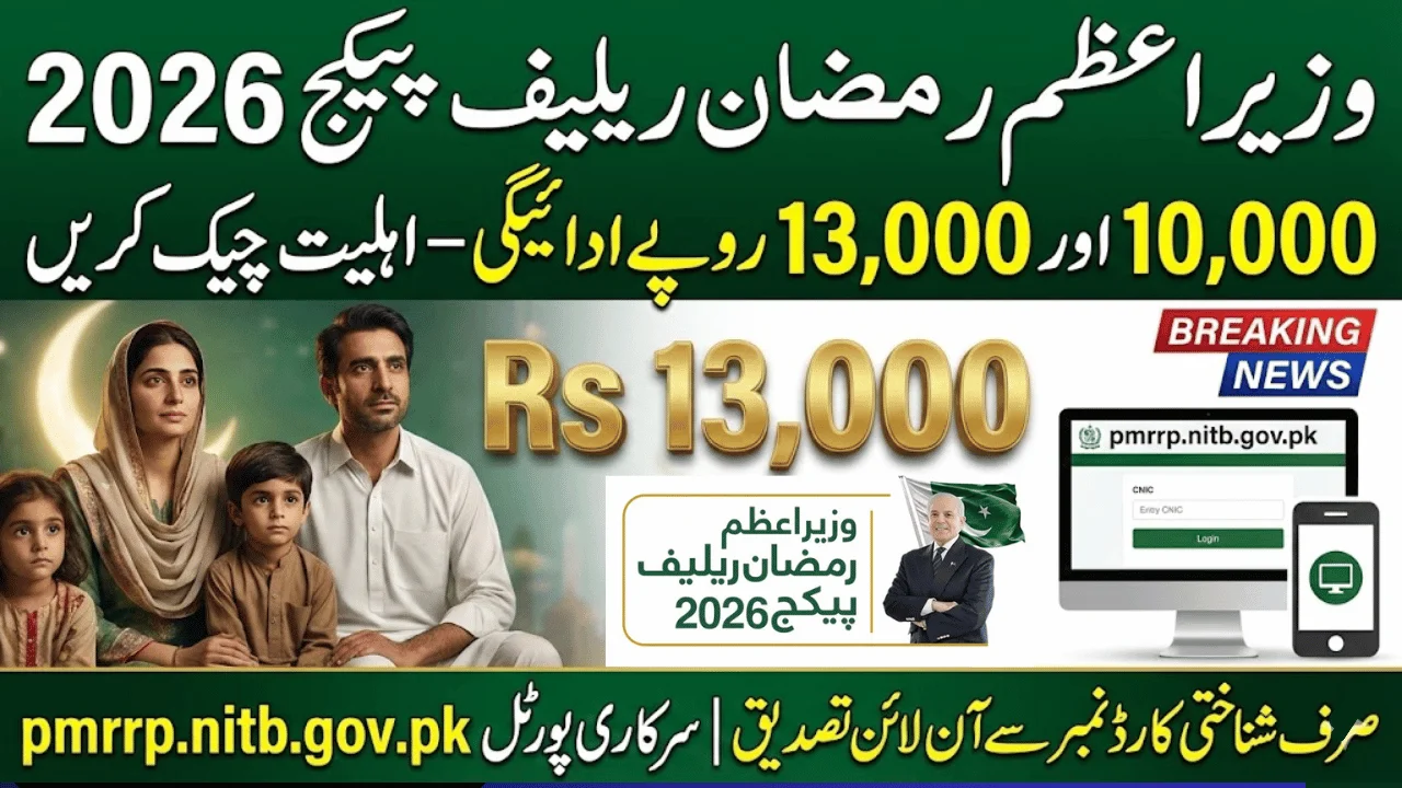 How to Check Eligibility for PM Ramzan Relief Package 2026 via pmrrp.nitb.gov.pk – Complete Guide for Rs 10,000 & Rs 13,000 Payments